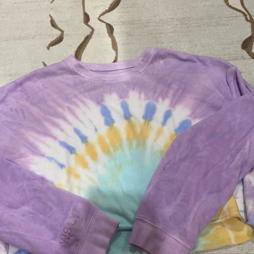 WSLY (from bandier) tie dye cropped crewneck
